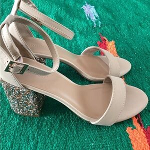 Bamboo block glitter heal-ankle strap-SZ 9